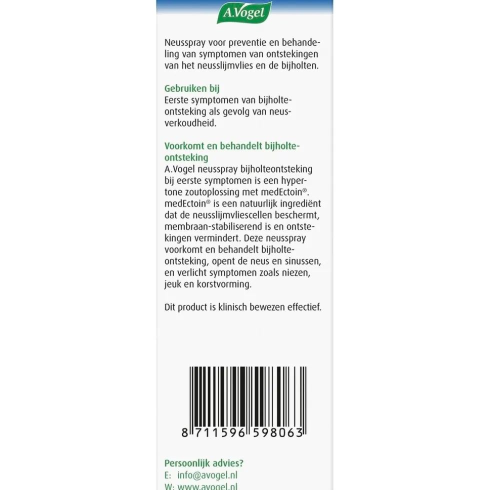 A.Vogel Neusspray Bijholteontsteking bij Eerste Symptomen