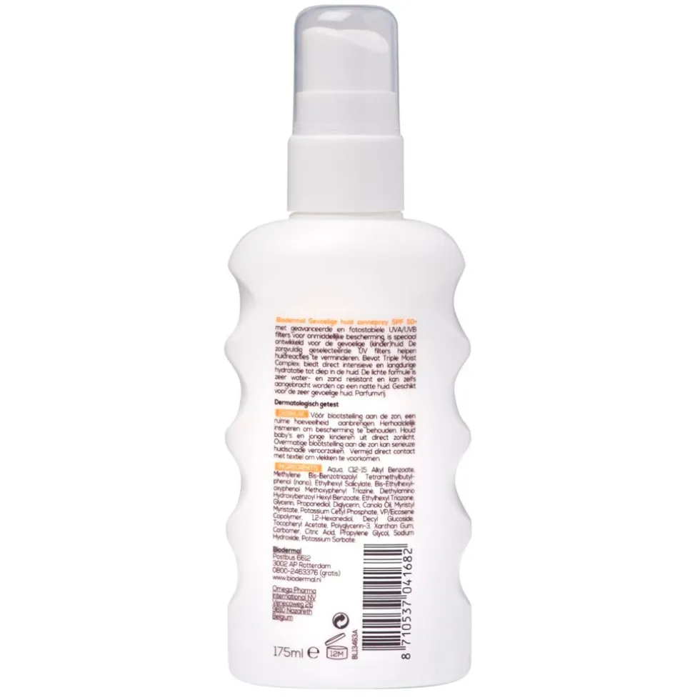 Biodermal Gevoelige Huid SPF50+ Zonnespray