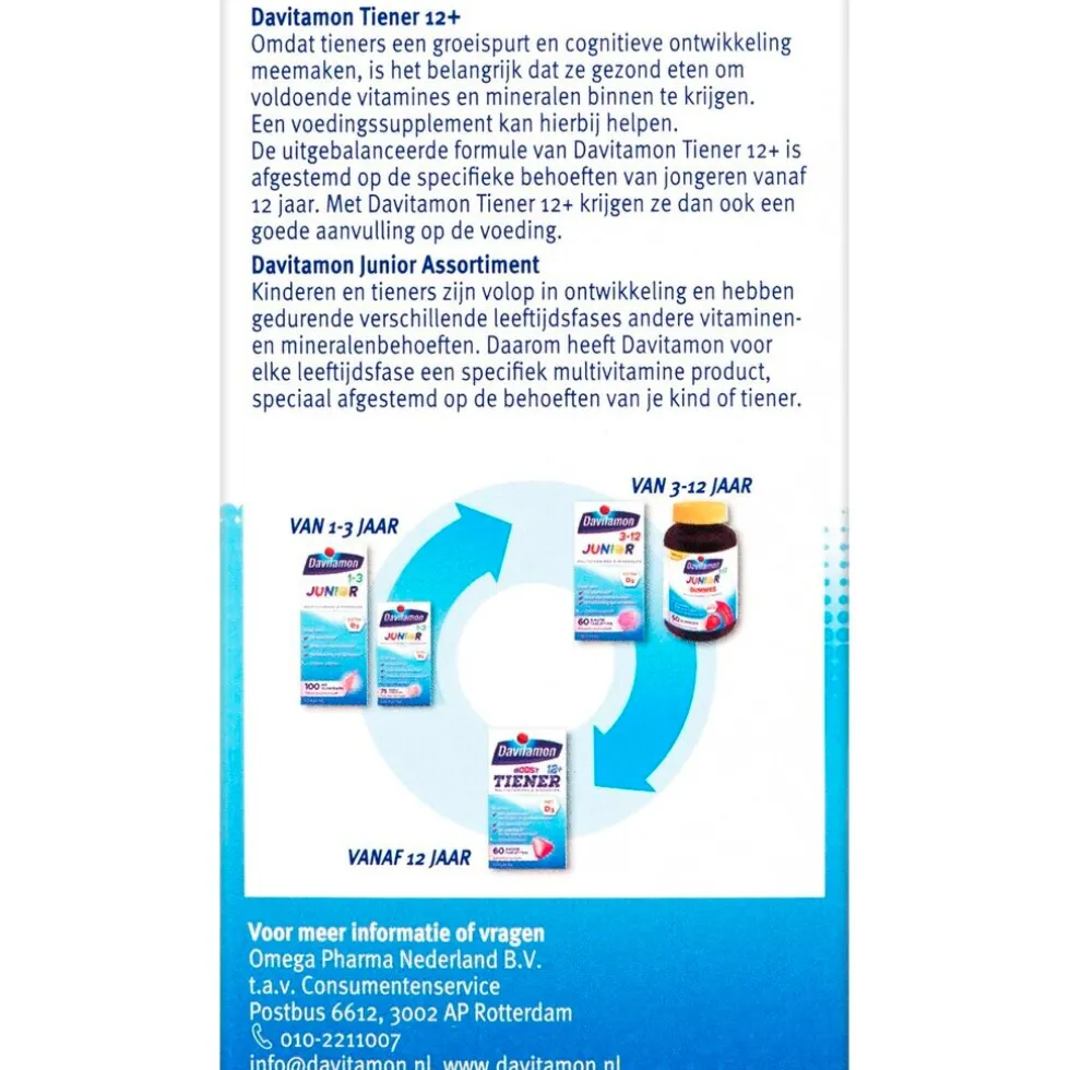 Davitamon Tiener 12+ Multivitamines & Mineralen Aardbei Kauwtabletten