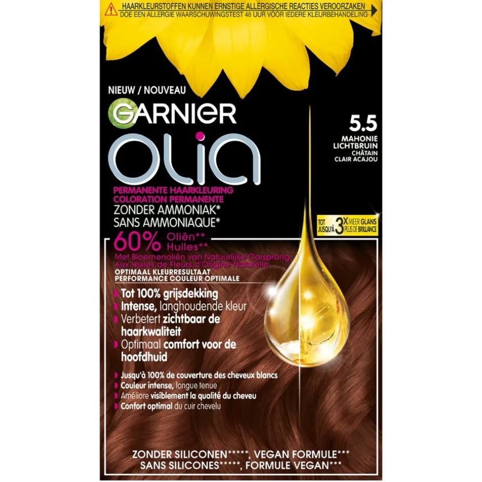 Garnier Olia 5.5 Mahonie Lichtbruin Permanente Haarkleuring