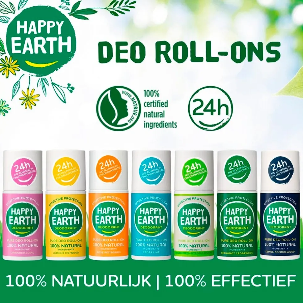 Happy Earth 100% Natural Jasmine Ho Wood Deodorant Roller
