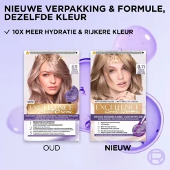 L'Oréal Paris Excellence Cool Crème 8.11 Ultra Licht Asblond Permanente Haarkleuring