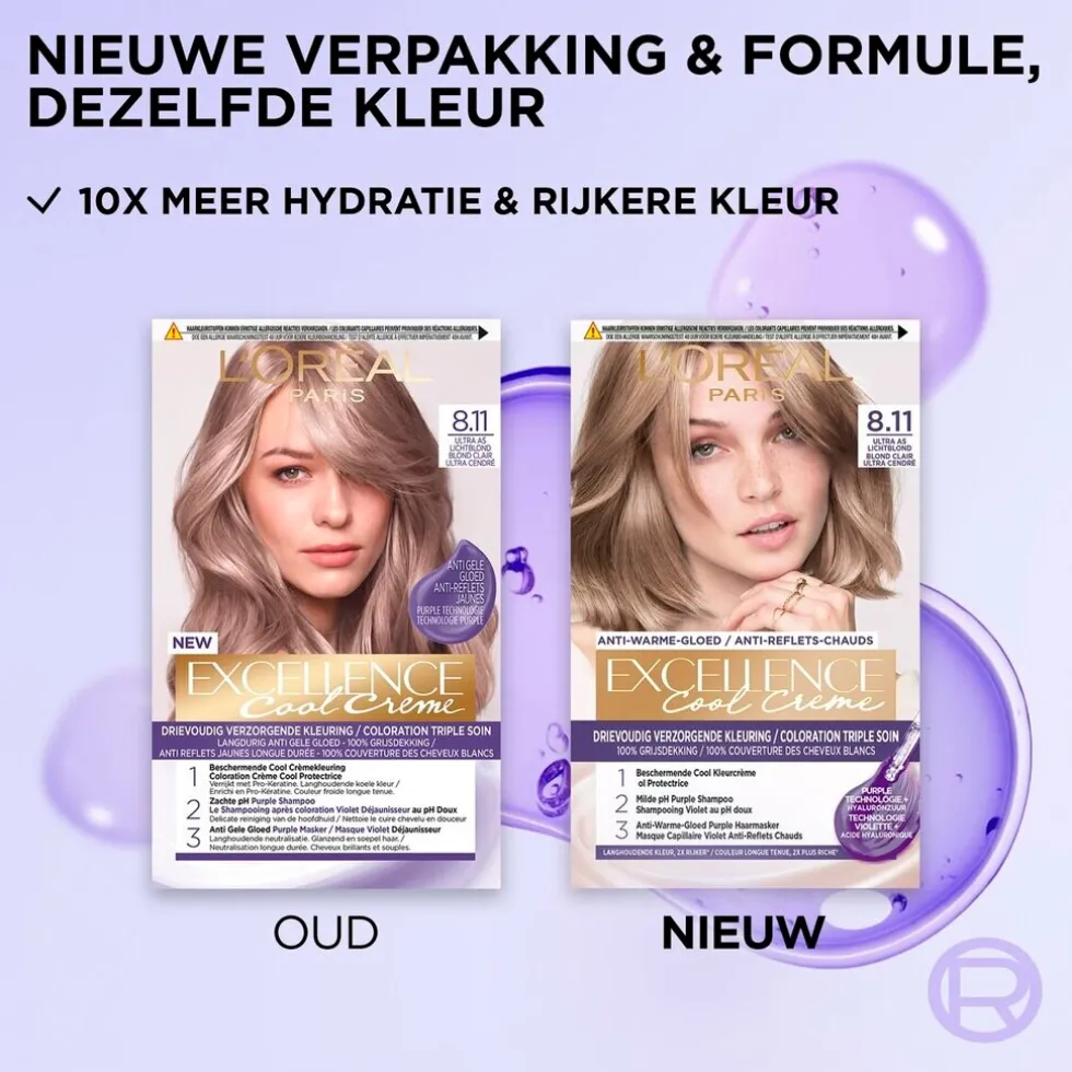 L'Oréal Paris Excellence Cool Crème 8.11 Ultra Licht Asblond Permanente Haarkleuring