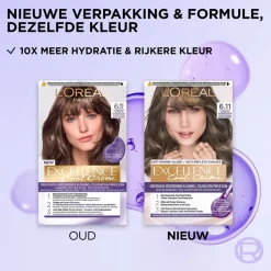 L'Oréal Paris Excellence Cool Crème 6.11 Ultra As Donkerblond Permanente Haarkleuring