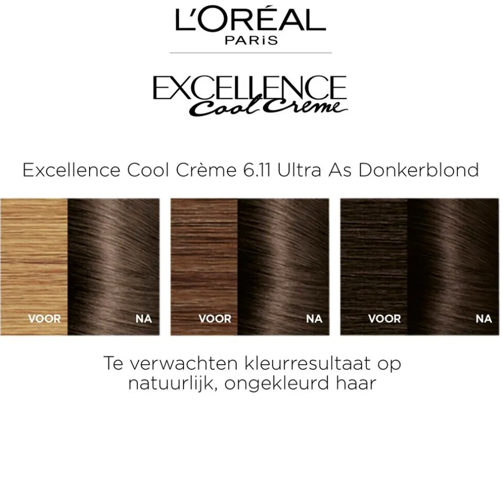 L'Oréal Paris Excellence Cool Crème 6.11 Ultra As Donkerblond Permanente Haarkleuring
