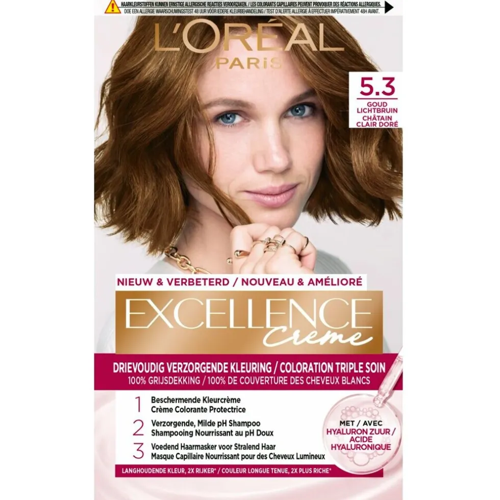 L'Oréal Paris Excellence Crème 5.3 Goud Lichtbruin Permanente Haarverf