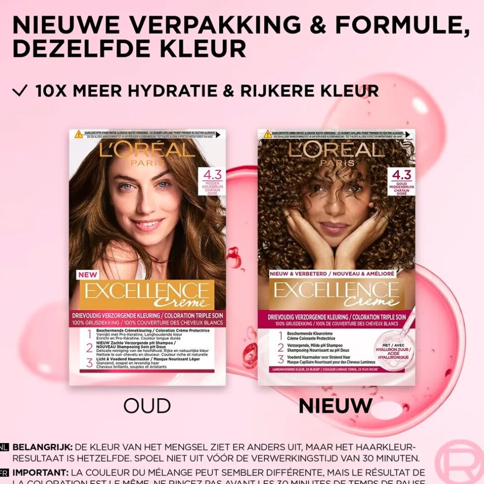 L'Oréal Paris Excellence Crème 4.3 Midden Goudbruin Haarkleuring