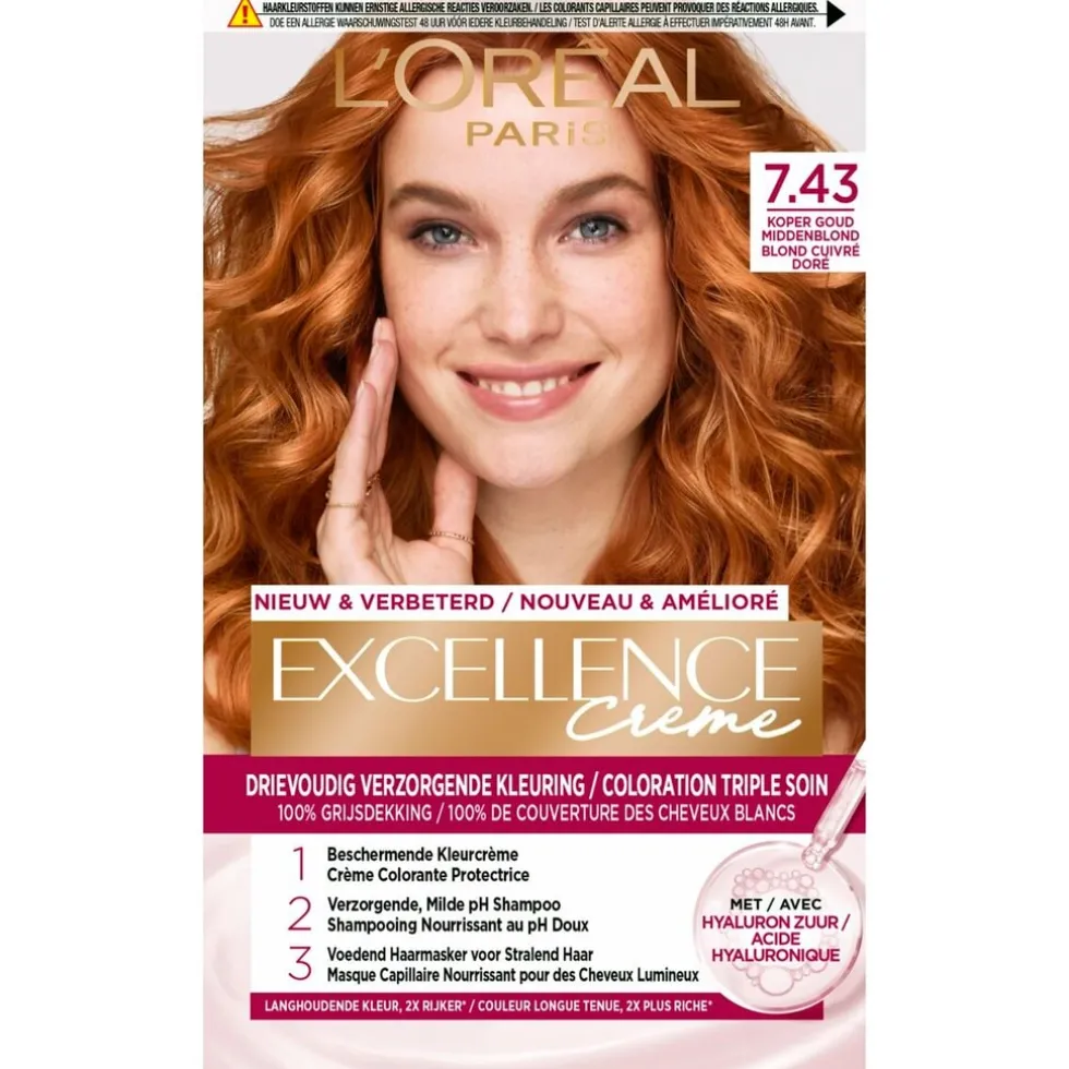 L'Oréal Paris Excellence Crème 7.43 Koper Goudblond Permanente Haarverf