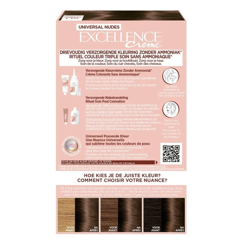L'Oréal Paris Excellence 5U Nudes Lichtbruin Permanente Haarverf