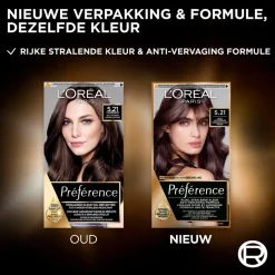 L'Oréal Paris Préférence 5.21 Koel Lichtbruin Permanente Haarkleuring