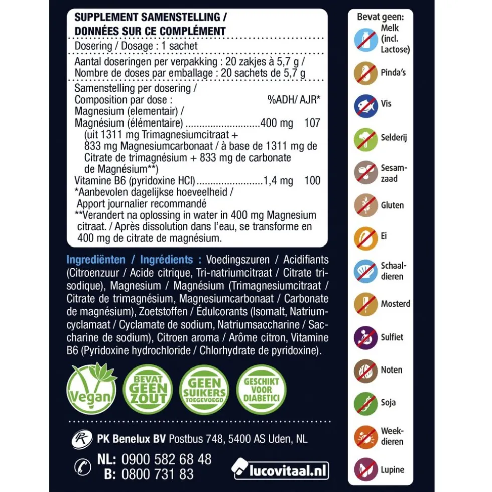 Lucovitaal Magnesium 400mg Forte Sachets