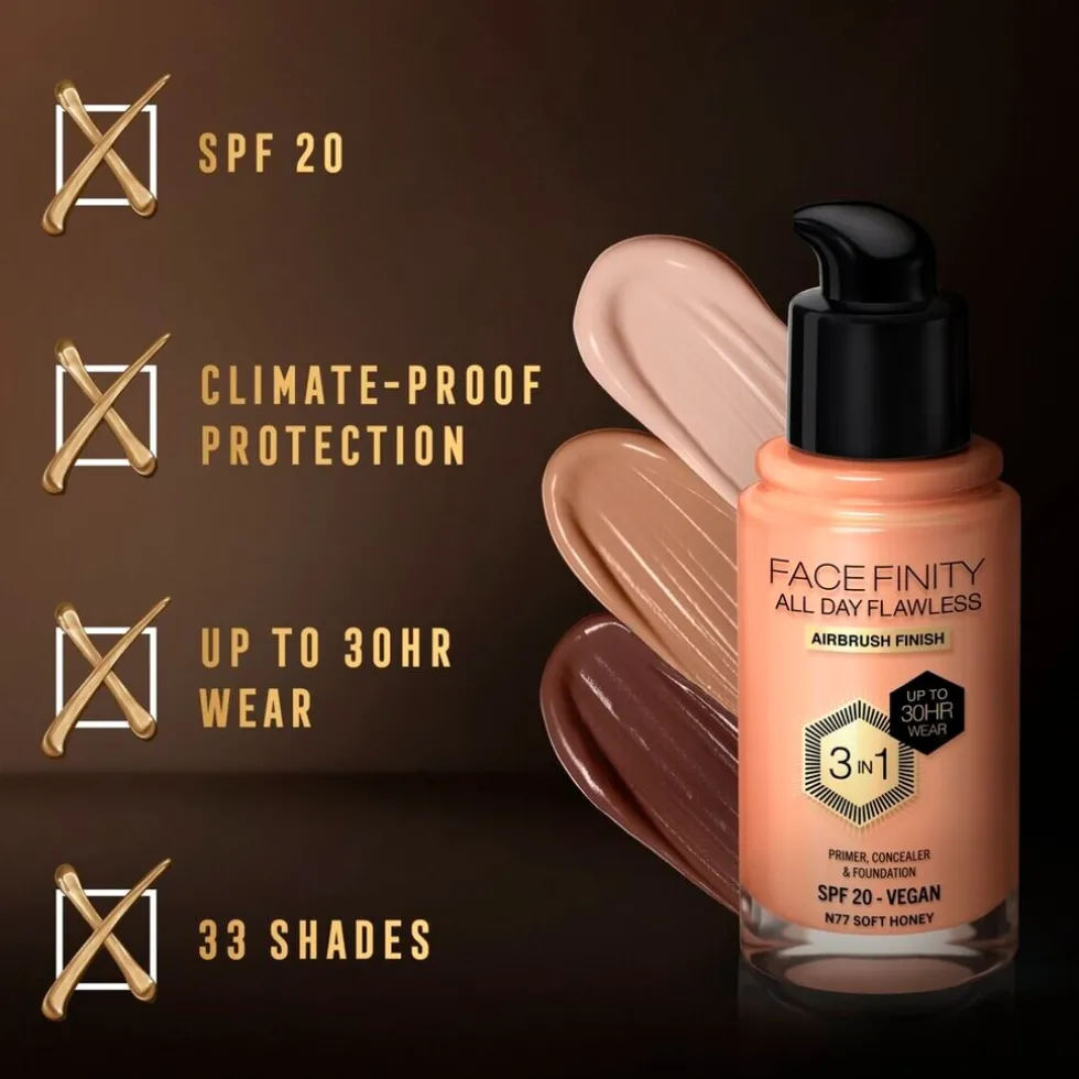 Max Factor Facefinity All Day Flawless N77 Soft Honey Foundation