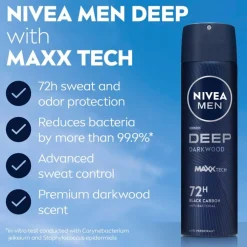 NIVEA Men Deep Black Carbon Dark Wood Antitranspirant Spray