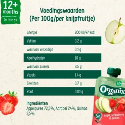 Organix 12+M Appel, Aardbei & Quinoa Knijpfruit