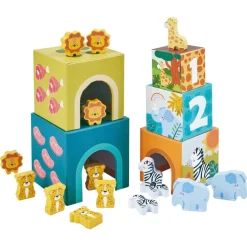 Playing Kids Safari Houten Stapelblokken