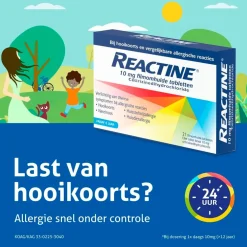 Reactine Cetirizine 10mg Filmomhulde Hooikoortstabletten