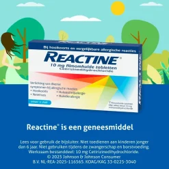 Reactine Cetirizine 10mg Filmomhulde Hooikoortstabletten