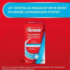Rennie Calciumcarbonaat 750mg Suikervrije Kauwgom