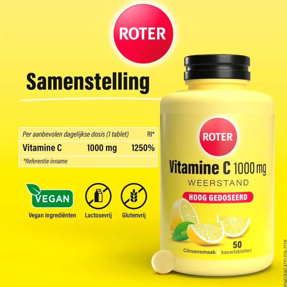 Roter Vitamine C 1000 mg Sterk Kauwtabletten