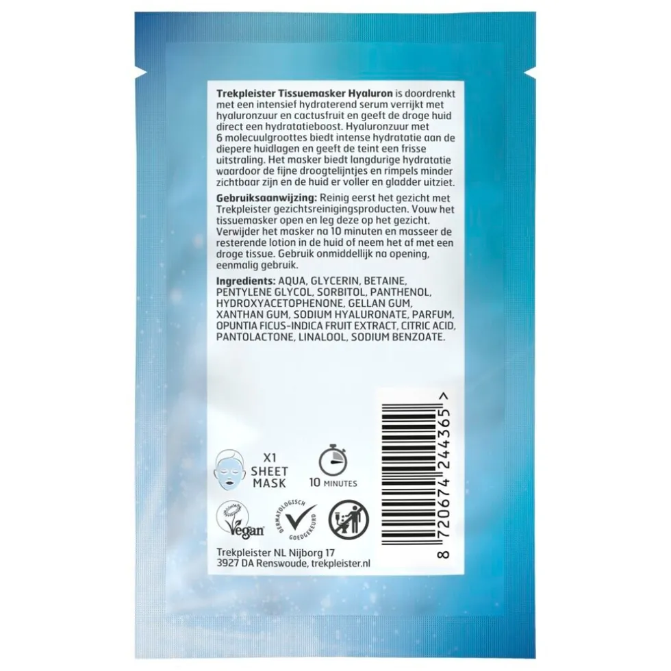 Trekpleister Hyaluron Intense Hydratatie Sheetmasker